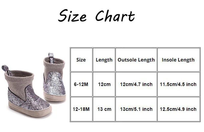 Ботинки с блестками для новорожденных мальчиков и девочек; сезон осень-зима; эластичная зимняя обувь на мягкой подошве для детей 0-18 месяцев