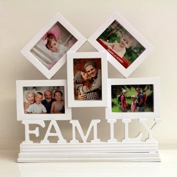 

5-hole Siamese Combination White Picture Frame Family Letter Decoration Photo Display Stand Children Creative Display Stand