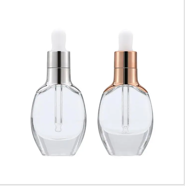 

30ML transparent glass bottle with silver/gold dropper for essence oil serum whitening skin care cosmetic packing