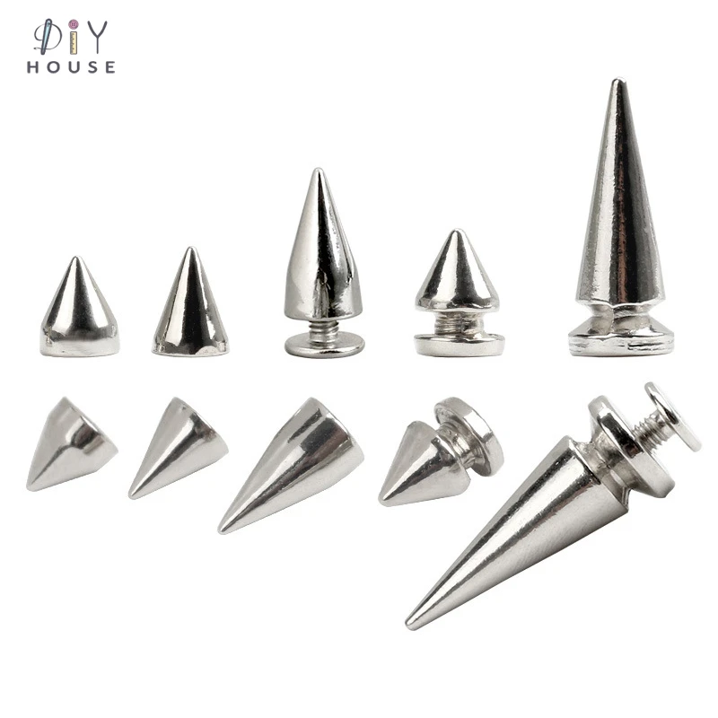 MJJEsports Black/Silver/Gold Iron Tree Spike Studs Diy Screw Rivets Metal Leather Craft Diy Jewelry 13 * 8Mm - Golden