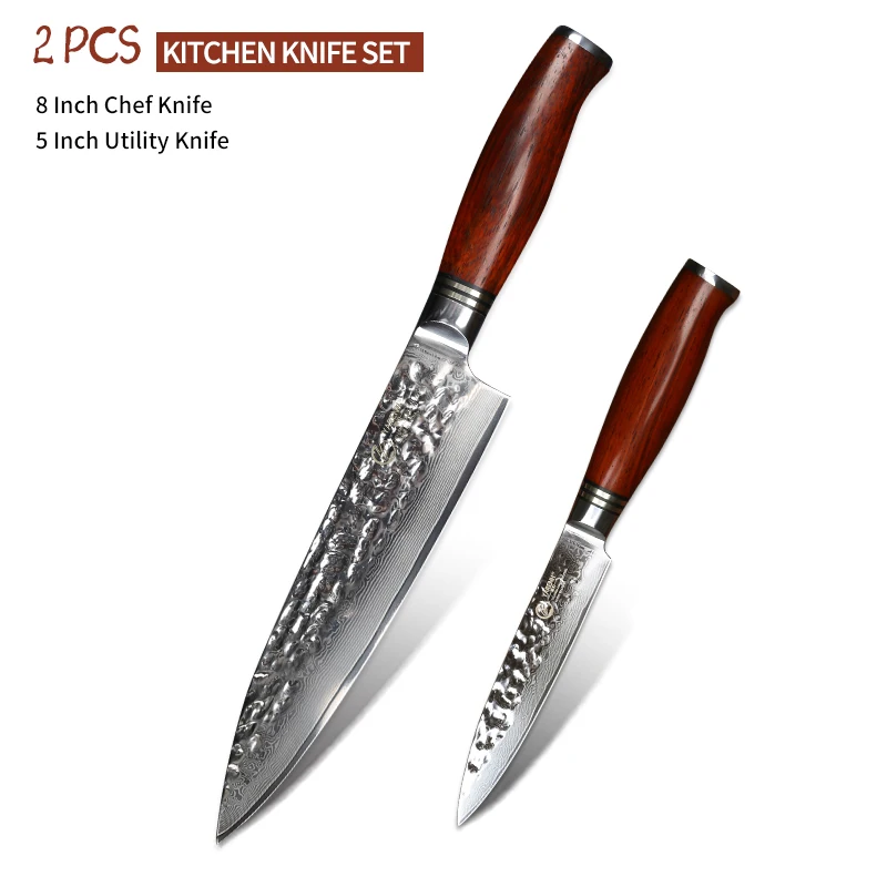 Best Professional Knife Set Chefs  Damascus Steel Kitchen Knives Yarenh -  2-6 Pcs - Aliexpress