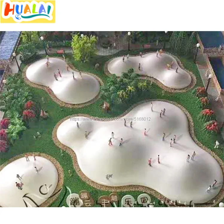

outdoor giant white inflatable clouds jumping pillow bouncy castle snow mountain for theme park with air blown PVC0.6MM for sale