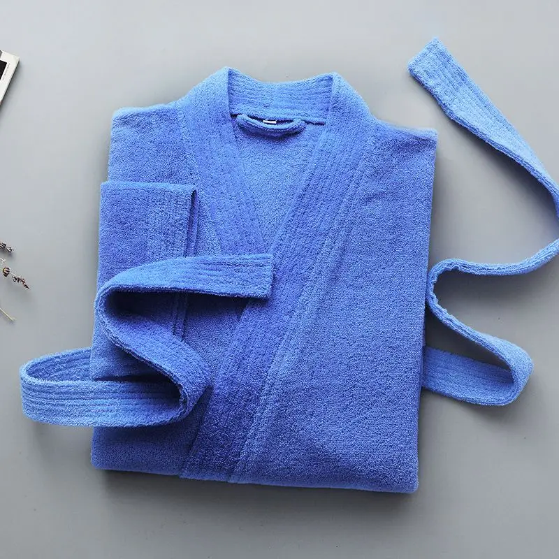 Kinomo Bahthrobe Men 100% Cotton Towel Bathrobes Male Summer Autumn Homewear Lapel Kimono Robes Female Nightrobe Dressing Gown