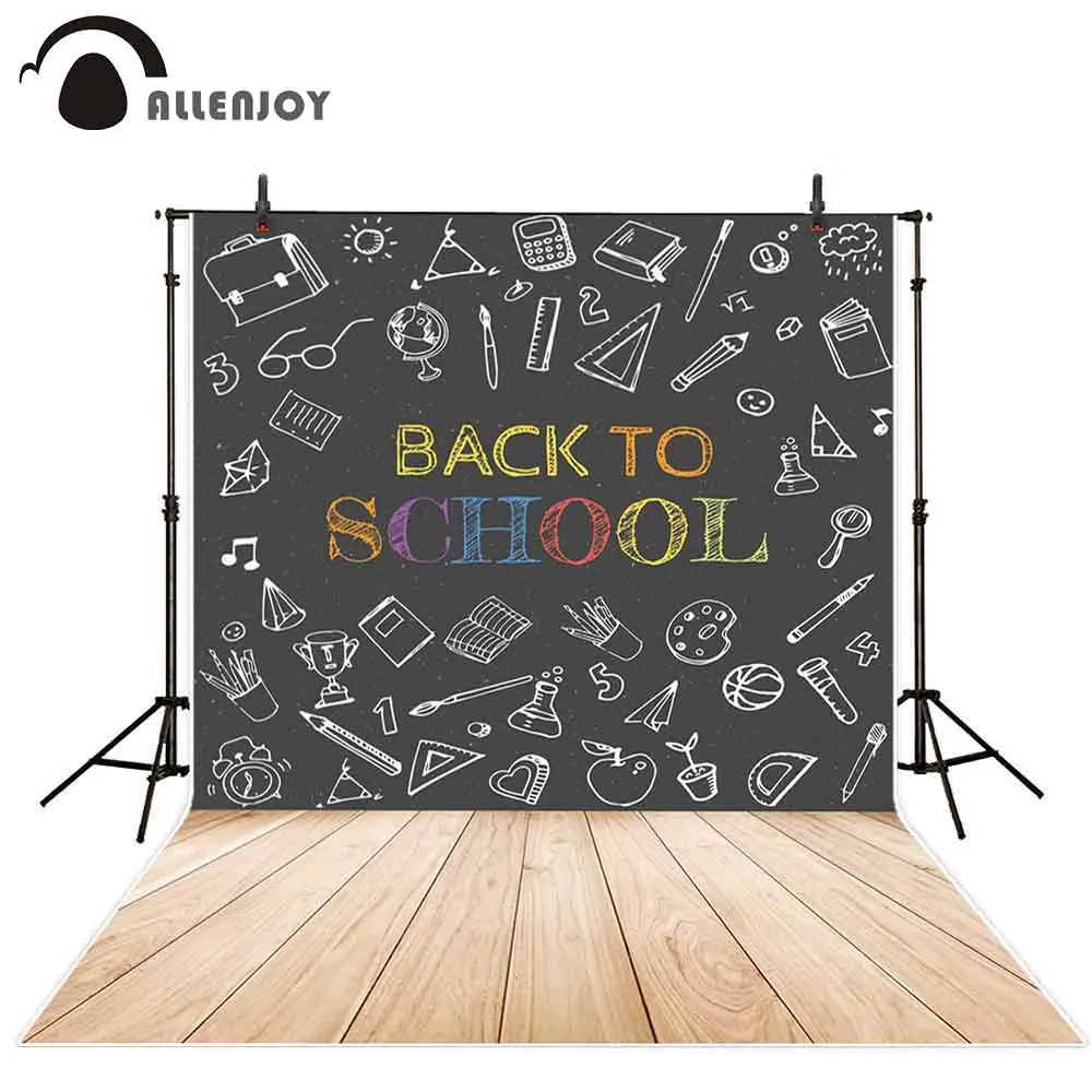 

Allenjoy photophone backdrops Back to school blackboard wood floor children party banner professional backgrounds photocall