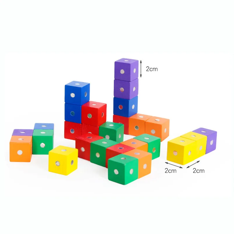 

10pcs Magnet Cube Wood Puzzle Toys Children Magnetic DIY Model Building For Kids Educational Math Gift