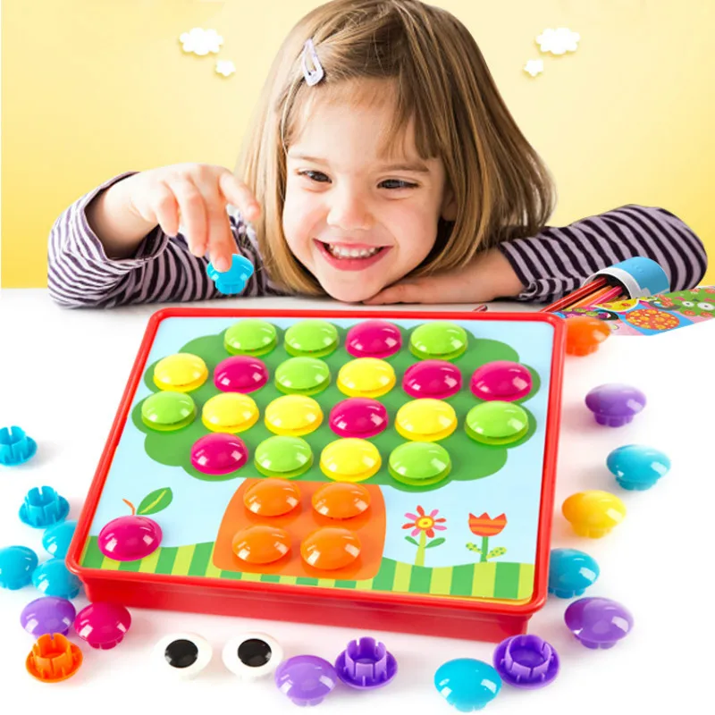 Children's Color Button Assembling Big Mushroom Nail Puzzle Enlightenment Hands-on Creative Toy Gift Diy | Игрушки и хобби