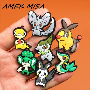 

8pcs/Set PVC Pokemones Shoe Charms Cartoon Animals Shoe Decorations Shoe Buckle Accessories fit Croc JIBZ Party Kid's Gifts U104