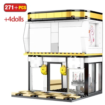 

City Famous Brand Fashion Shop Building Blocks Street View Creative Delicious Cake Store Model Bricks Toys for Girls