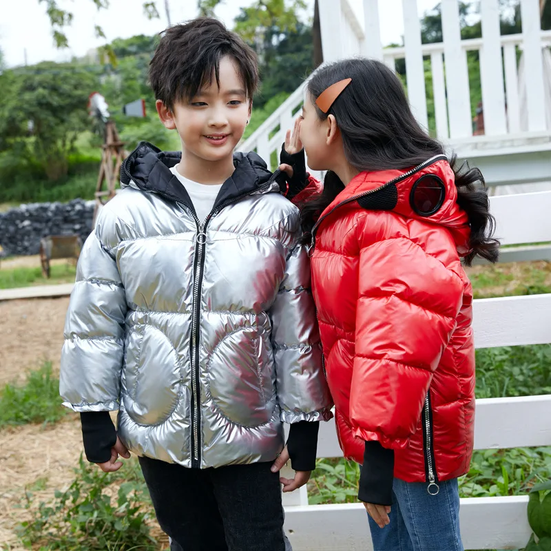 Детская зимняя куртка с очками теплое хлопковое пуховое пальто капюшоном