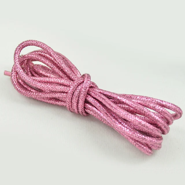 1 Pair Fashion Gold Silver Silk Glitter Reflective Shoelaces For Sneakers Casual Round Pearl White Colored Shoe Strings Cordones Pink