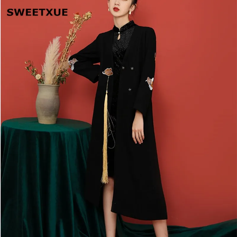 SWEETXUE, модное женское осеннее и зимнее пальто, повседневное свободное шерстяное пальто, женская элегантная верхняя одежда