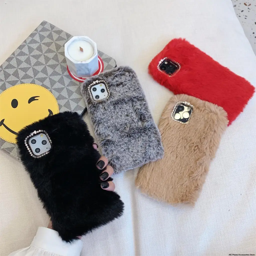 Rabbit Fluffy Hair Case For iPhone 11 Pro Max 6 6s 7 8 Plus X 10 XR Warm Furry Back Cover For iPhone XS Max 5 5s SE Phone Cases