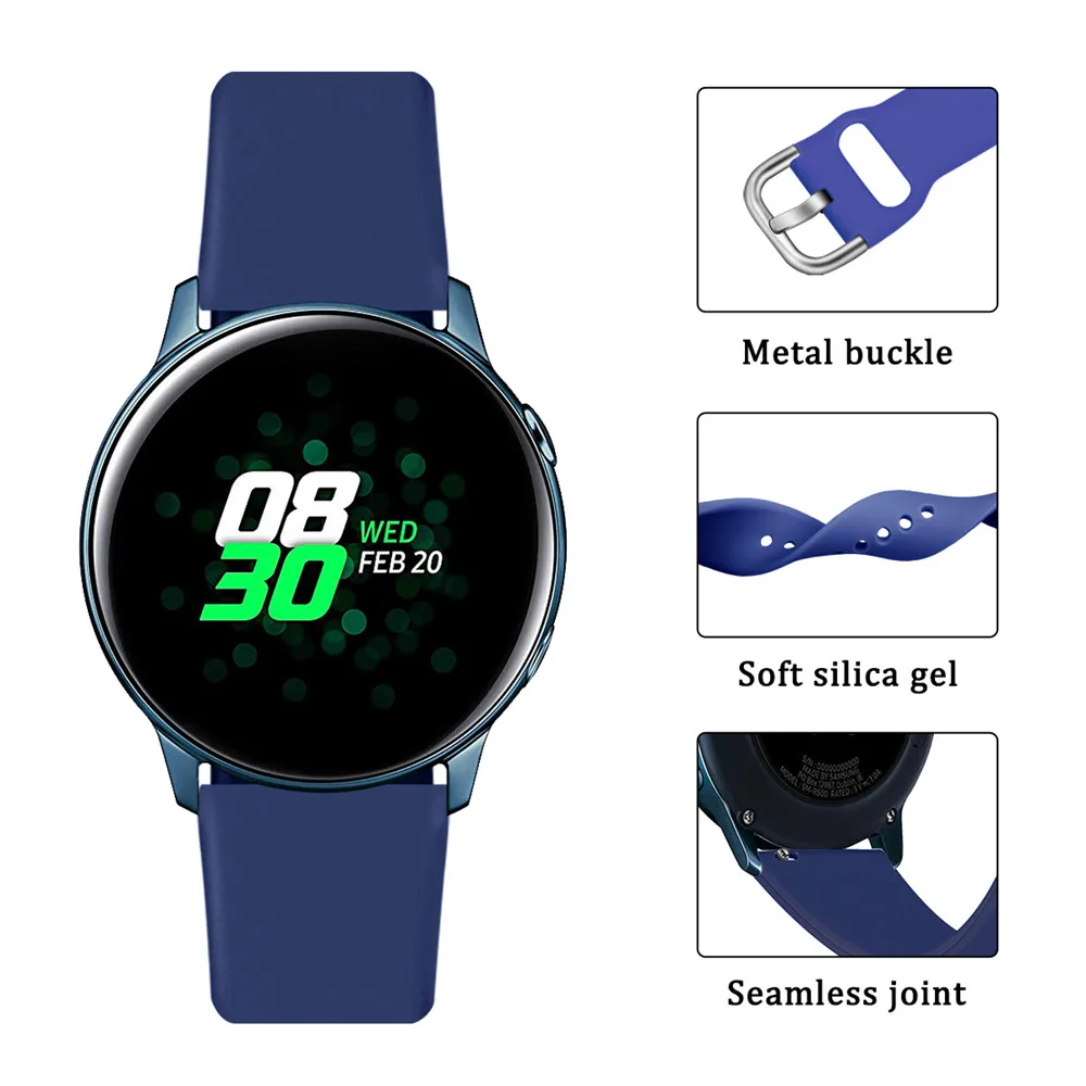 20 мм ремешок для часов Huami Amazfit Bip& Galaxy watch Active 22 мм мягкий силиконовый ремешок для часов huawei GT gear s3