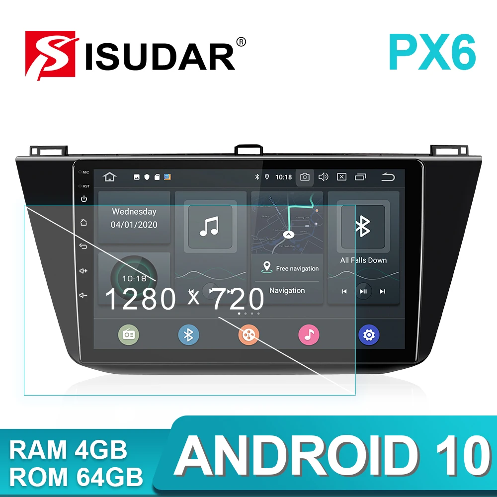 

ISUDAR PX6 Android 10 Car Radio For VW/Volkswagen/Tiguan 2017-2019 Autoradio Multimedia GPS DVR Camera RAM 4GB ROM 64GB USB IPS