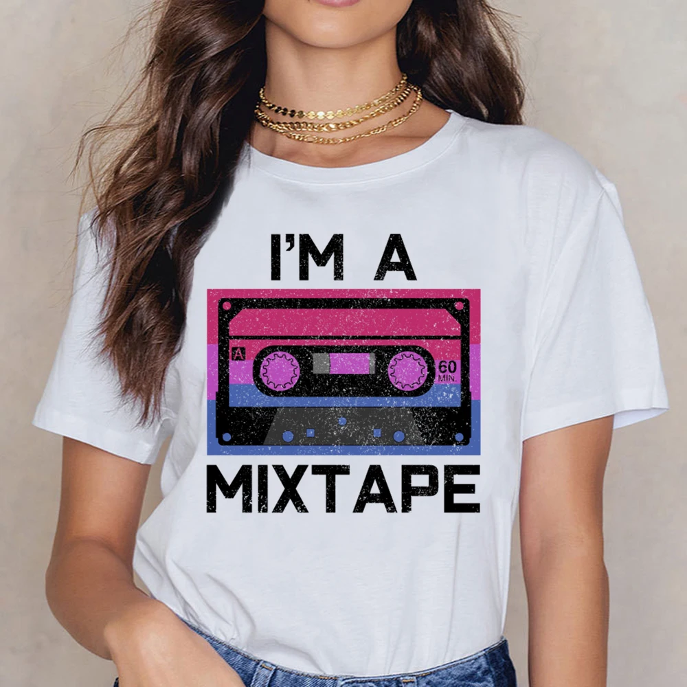 Топы футболка женская Im A Mixtape Би забавный подарок дизайн черный хлопок | Женская