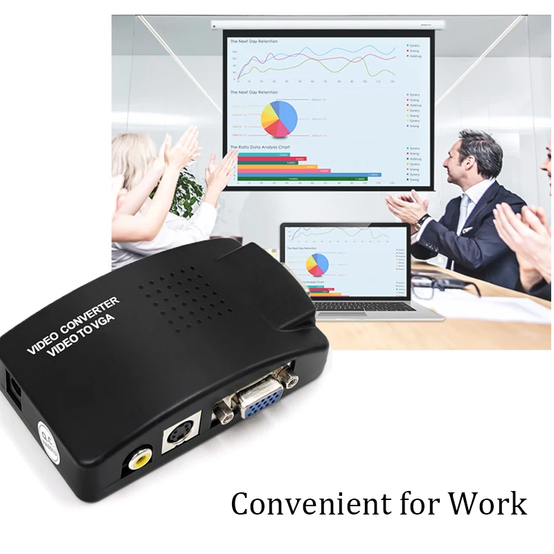 Vga To Av Converter AV to VGA Adapter RCA CVBS to VGA Converter for PC Laptop Video TV