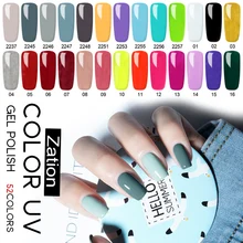 Zation 젤 매니큐어 퓨어 컬러베이스 탑 세미 퍼머넌트 필요 uv led 램프 매니큐어 바니시 페인트 네일 젤 폴란드어(China)