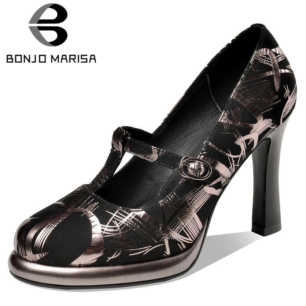 

BONJOMARISA Round Toe Female Pumps Spring Colorful Office High Heel Pumps Women Shallow Slip On Party Round Toe Shoes Woman