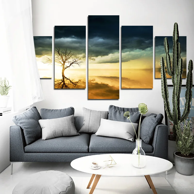 

Trees Cloud And Reflections In Lake At Dusk Modern Home Decoration Poster Natural Landscape HD Photography Canvas Print Painting