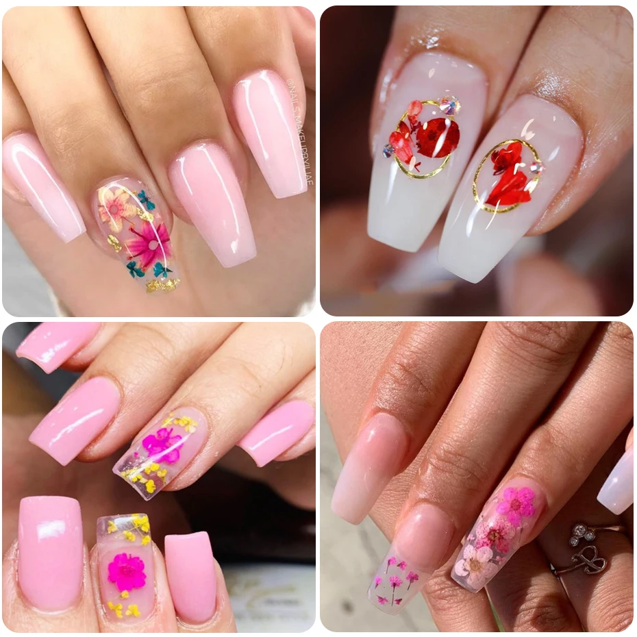 Микс сушеных цветов лист 3D украшения ногтей УФ гель натуральный сухой цветок