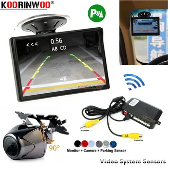 

Koorinwoo Parkmaster4 Radars Dual AHD Video Parking Sensor Step-up Alarm system Display Screen Car Detector Car Rear View Camera