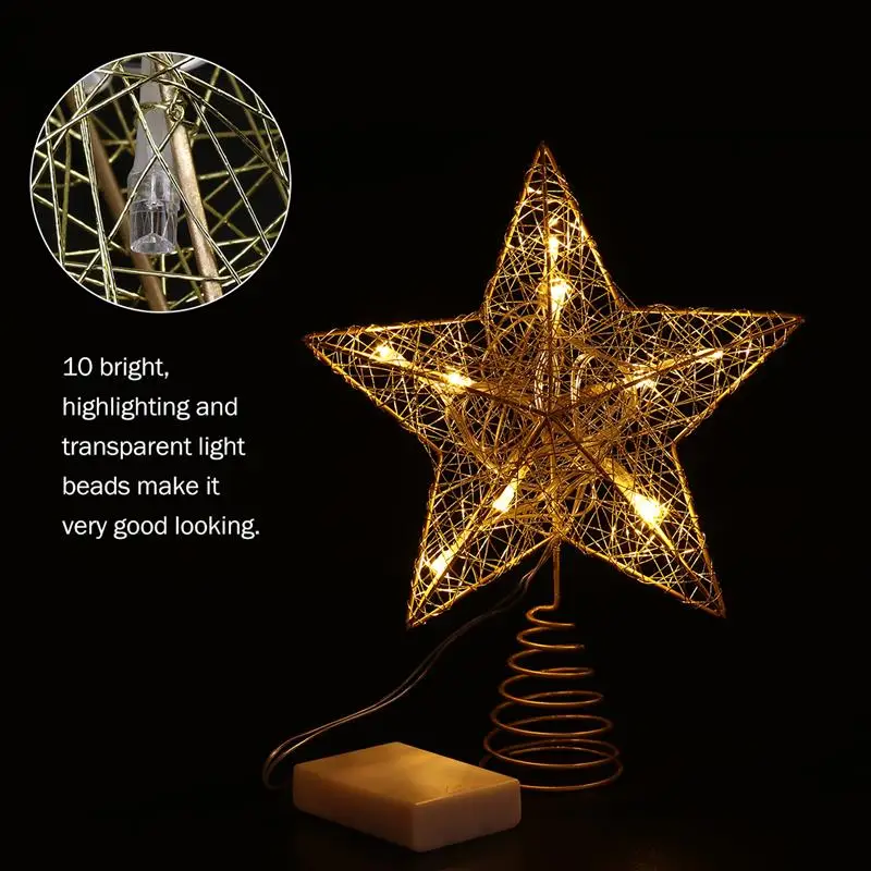 

Christmas Tree LED Star Tree Topper Battery Operated Treetop Decoration (Gold)