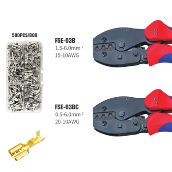 

KWANYIK High Quality Non-Insulated Tabs And Receptacles Mini European Style Electrical Ratcheting Pliers Set FSE-03B / FSE-03BC