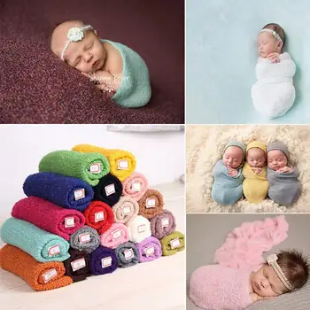 

Newborn Photography Props Blankets Stretch Knit Wrap Bedding Background Handmade Swaddling Blanket Backdrop Fabrics Accessorie