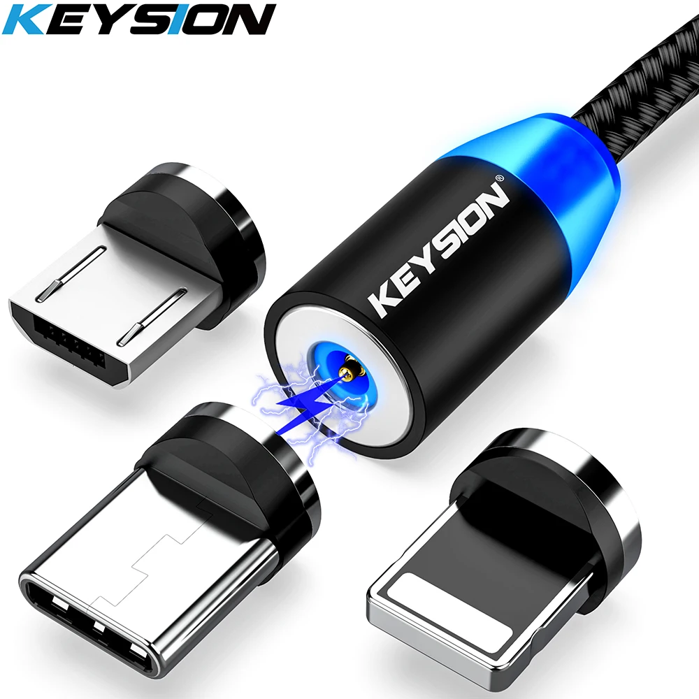 KEYSION LED magnetyczny kabel USB szybkie ładowanie typ C kabel magnetyczna ładowarka ładowanie danych kabel Micro USB kabel do telefonu komórkowego kabel USB