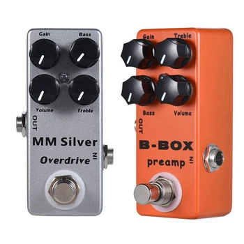 

2x MOSKY B-Box & MM Silver Electric Guitar Overdrive Effect Pedal Full Metal Shell True Bypass