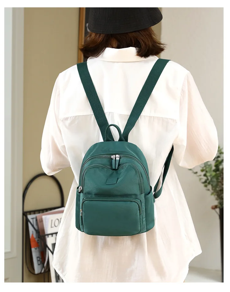 Fashion Solid Color Green Backpack Women 2021 New Trend Student School Bag Leisure Travel Large Capacity Small Backpacks십대 소녀 배낭