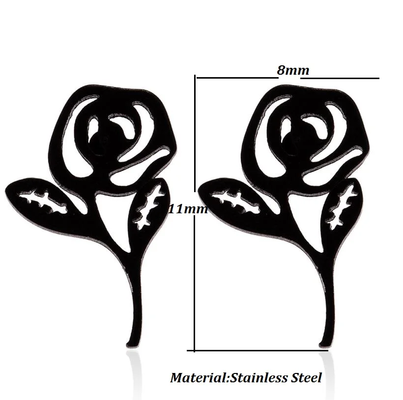 Милые маленькие серьги-гвоздики из нержавеющей стали черного цвета в виде цветка лотоса, очаровательные серьги в виде цветка для женщин и детей, ювелирное изделие в подарок - Окраска металла: GED082B