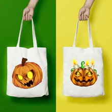 Women's Tote Bag Halloween Pumpkin Lantern Shopping Bag Fashion Printing Large Capacity Conventional Shoulder Bag Simple Bags