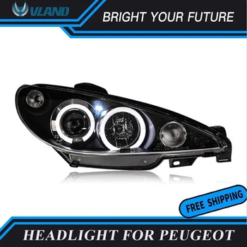 

Angel Eye Head Lamp for Peugeot 206 Headlight 2004-2008 LED DRL Projector Headlight