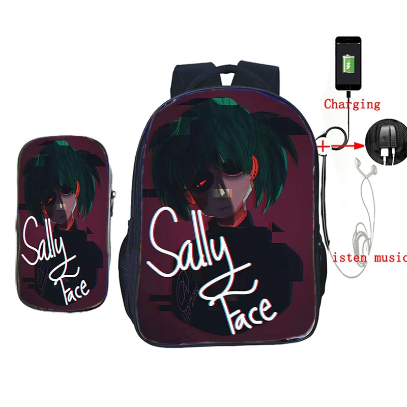 3 Sally Face 2 шт./компл. рюкзак школьный для ноутбука рюкзак для подростков мальчиков и девочек ежедневный рюкзак зарядка через usb рюкзак на плечо для путешествий - Цвет: 3