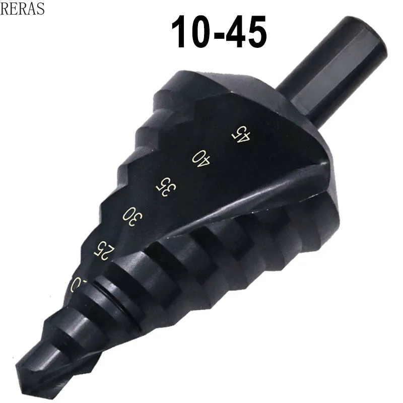 

10-45mm Nitrided Step Drill, Triangle Shank Spiral Groove Bit, Step Drill, Pagoda Drill, Electric Drill Hole Opener