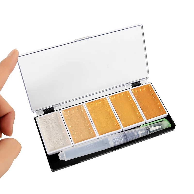 

Pearl / metal / gemstone watercolor paint solid watercolor brush set 5 / 8 color set with brush to divide beginner art supplies