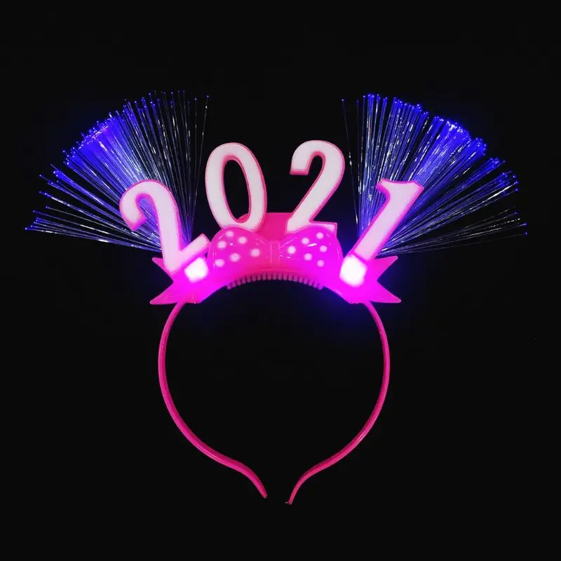 

2021 LED Light Up Fiber Optic Headband New Year Hair Hoop Glowing Party Favors B95F