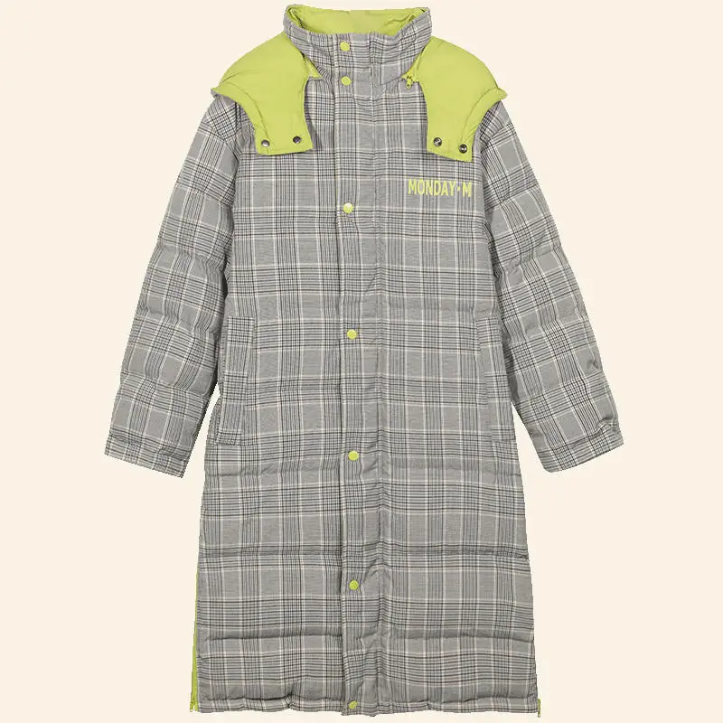 ELFSACK Green Plaid Chic Button Warmness 90% Duck