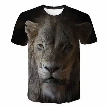 

3D printed animal wolf / tiger / lion children T-shirt summer fashion round neck 4T-14T boys and girls street clothing T-shirt