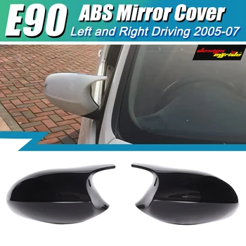 

2-Pcs Side Mirror Cap M3 Look Mirror Cover Cap Add on Style ABS Gloss Black For BMW E90 3 Series Sedan 1:1 Replacement 2005-2007