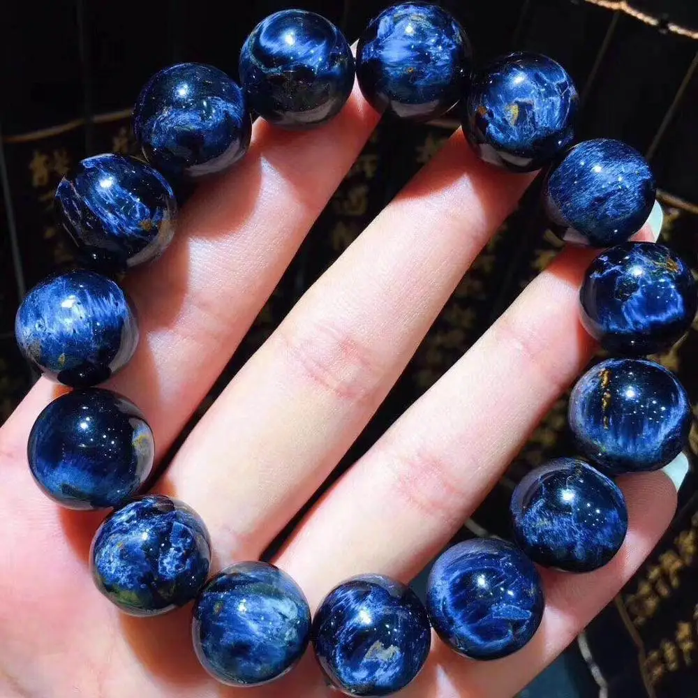 

14mm Natural Pietersite Blue Chatoyant Bracelet Genuine Gemstone Round Beads Stretch Healing Bracelet From Namibia AAAAAA