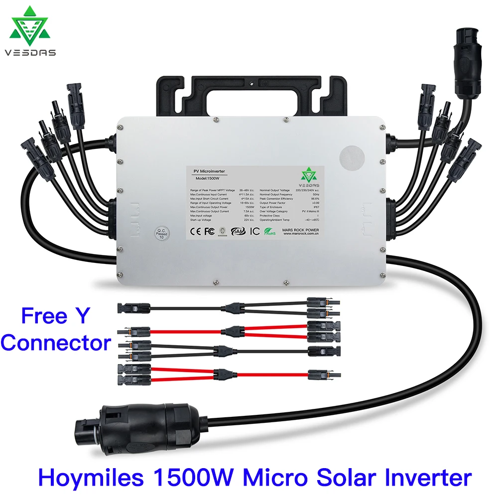 16-60vdc do Laço da Grade a 230vac para 4*375 Hoymiles Micro Inversor Solar Mi-1500 Mppt Duplo no Painel 1500w