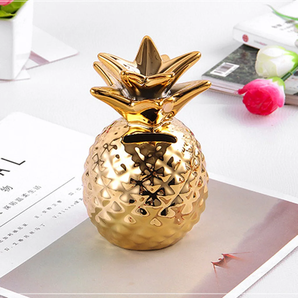 Ceramic Pineapple Piggy Bank Coin Bank Saving Money Box Kids Gift Home Office Shop Tabletop Ornament
