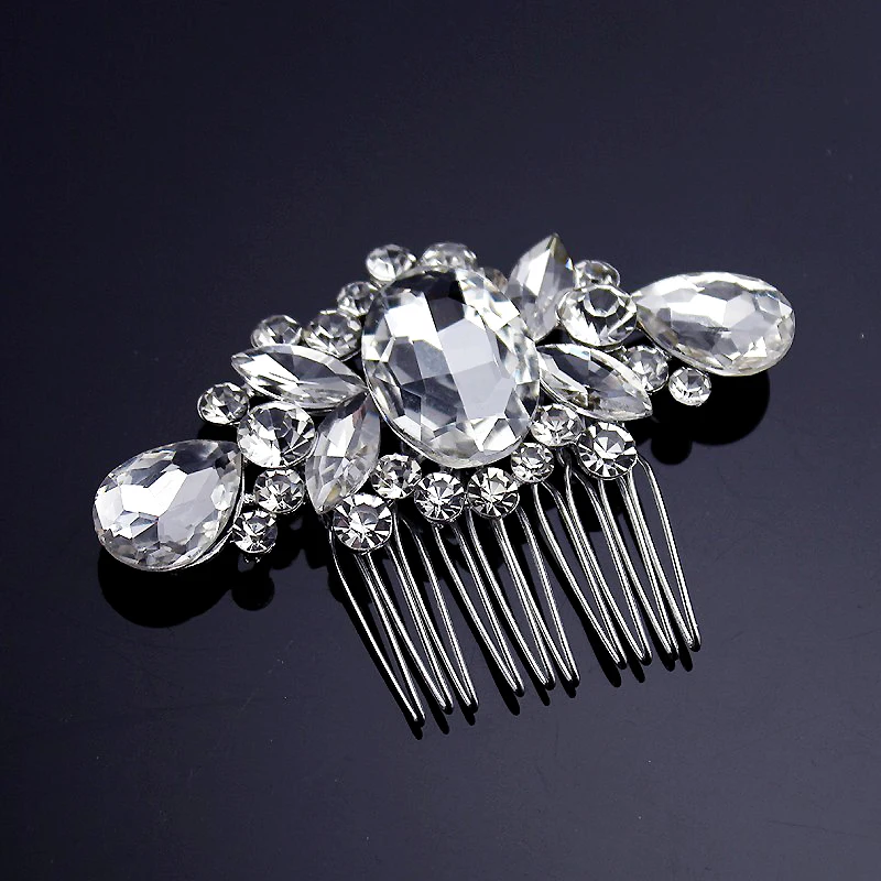 Crystal Bridal Flower Headpiece Rhinestone Hair Slide Pearls Wedding Hair Comb for Women Bridesmaid Jewelry Accessories