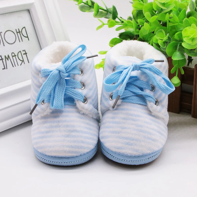 0-12 Months stripe Infant Baby Girl Boots Warm Winter Snow Baby Boots boy Toddler Shoes Little Girl Shoes Newborn Snekers - Цвет: blue