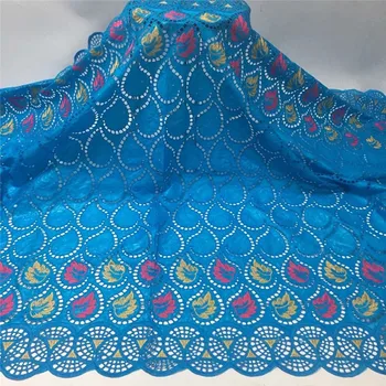 

African bazin riche fabric with brode Latest fashion embroidery bazin lace fabric with net lace 5 yards 2L062701