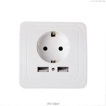 

Power outlet Dual USB Port 5V 2A Electric Wall Charger Adapter EU Plug Socket Switch Power Charging Outlet