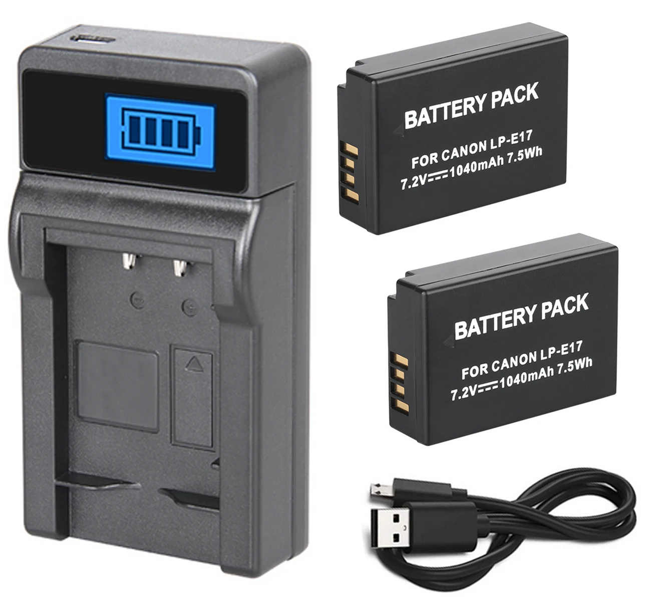 2xB and LCD Charger Аккумулятор(2 шт. в упаковке)+ зарядное устройство для цифровых зеркальных камер Canon EOS 77D, 200D, 250D, 750D, 760D, 800D, 8000D, 9000D, EOS Rebel T6i, T7i - Цвет: 2xB and LCD Charger