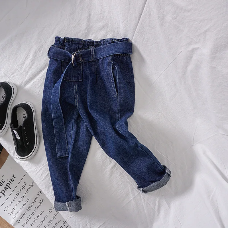 

Girl'S Jeans Spring And Autumn 2019 New Style Western Style Children Loose Casual Children Small GIRL'S Harem Pants Fashion